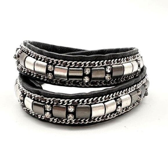 💜 Stella & Dot Hematite Cady Wrap Bracelet - Like New! - Picture 4 of 6
